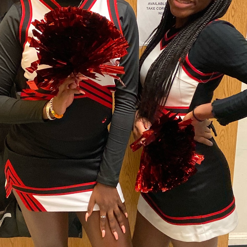 Red Black and White Cheerleading Uniforms